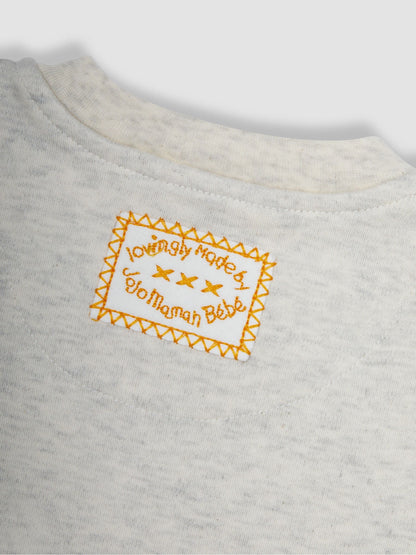 JoJo Maman Bébé Natural Cream Giraffe Appliqué Zip Sleepsuit image 3