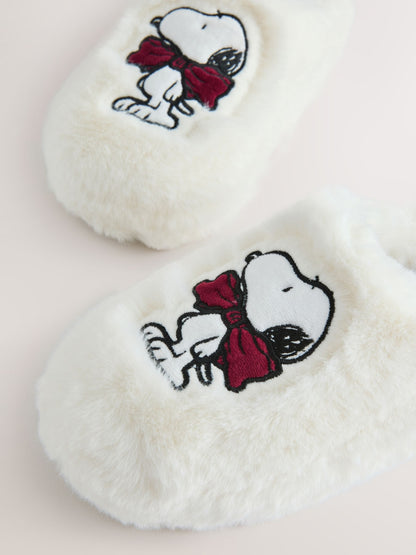 White Snoopy Faux Fur Mule Slippers - image 3