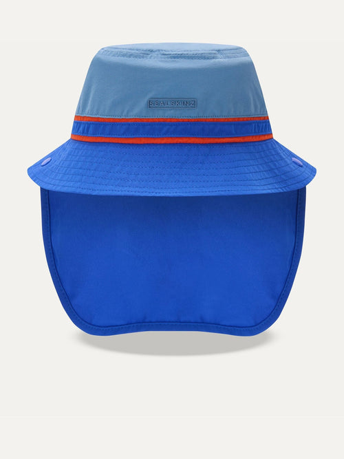 Sealskinz Blue Woodton Kid's Boonie Hat with Neck Protector image 1