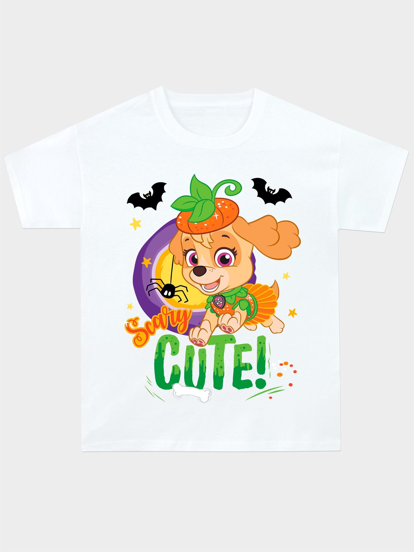 Dsiney Kidz - Character White Paw Patrol Happy Halloween Pumpkin T-Shirt image 1