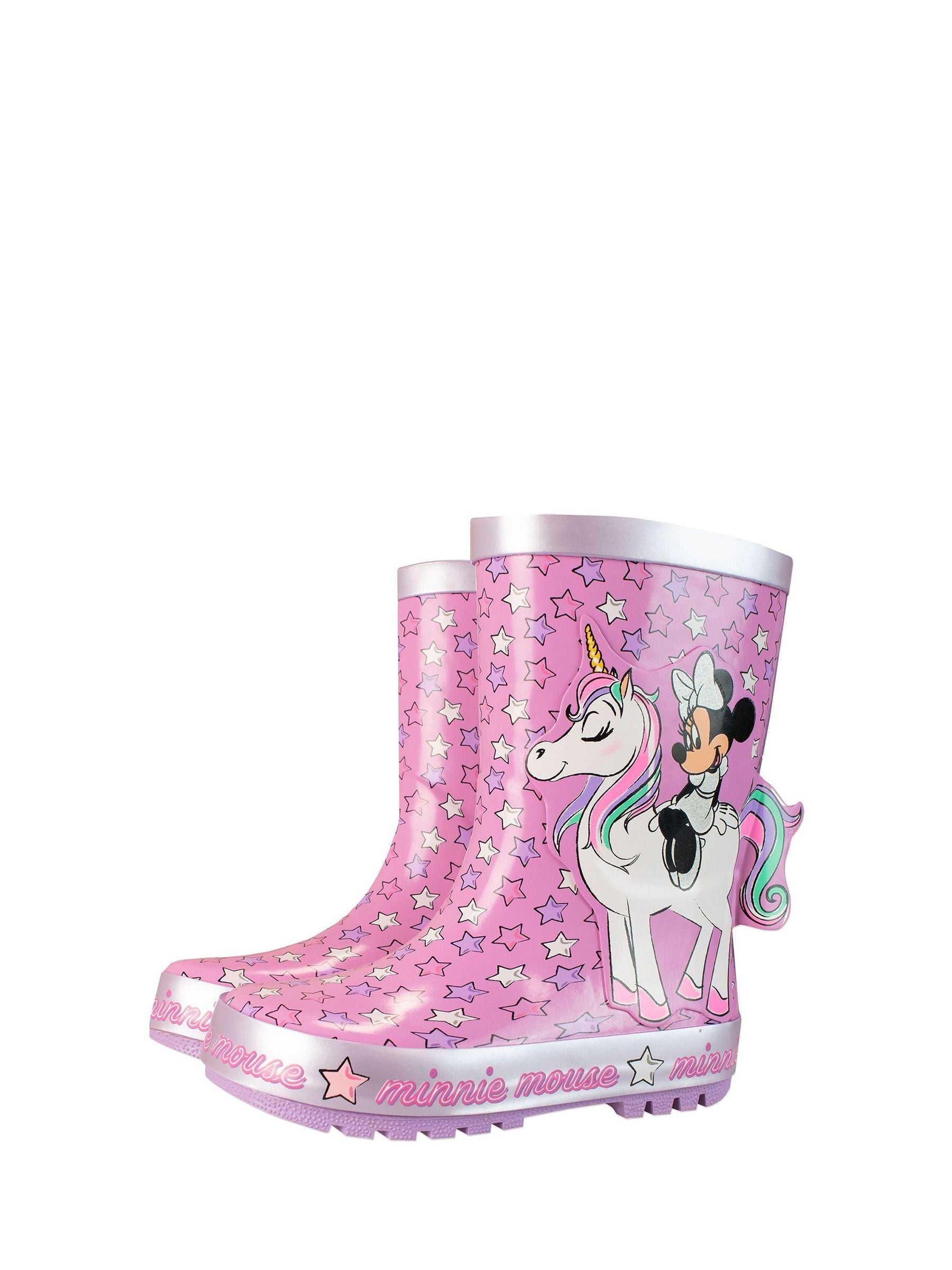 Character Pink Minnie Mouse Unicorn Print Wellies image 4