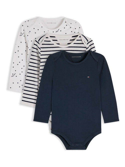 Dsiney Kidz - Tommy Hilfiger Blue 3-Pack Essential Long Sleeve Bodysuits Gift Box image 1