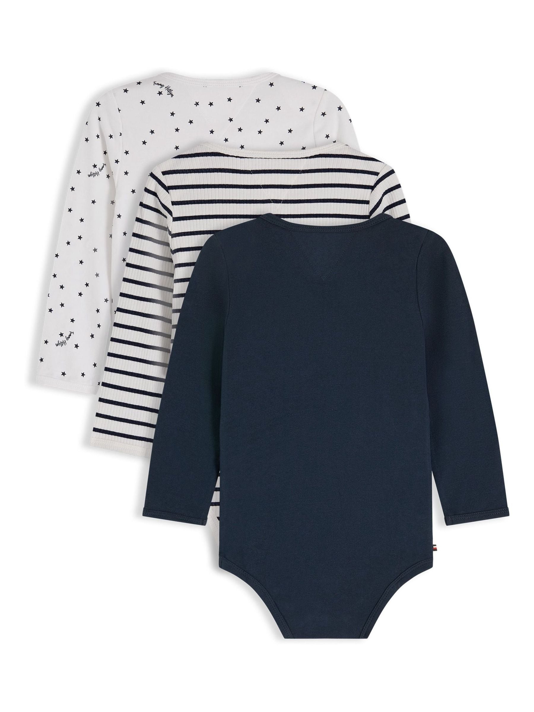 Tommy Hilfiger Blue 3-Pack Essential Long Sleeve Bodysuits Gift Box image 2