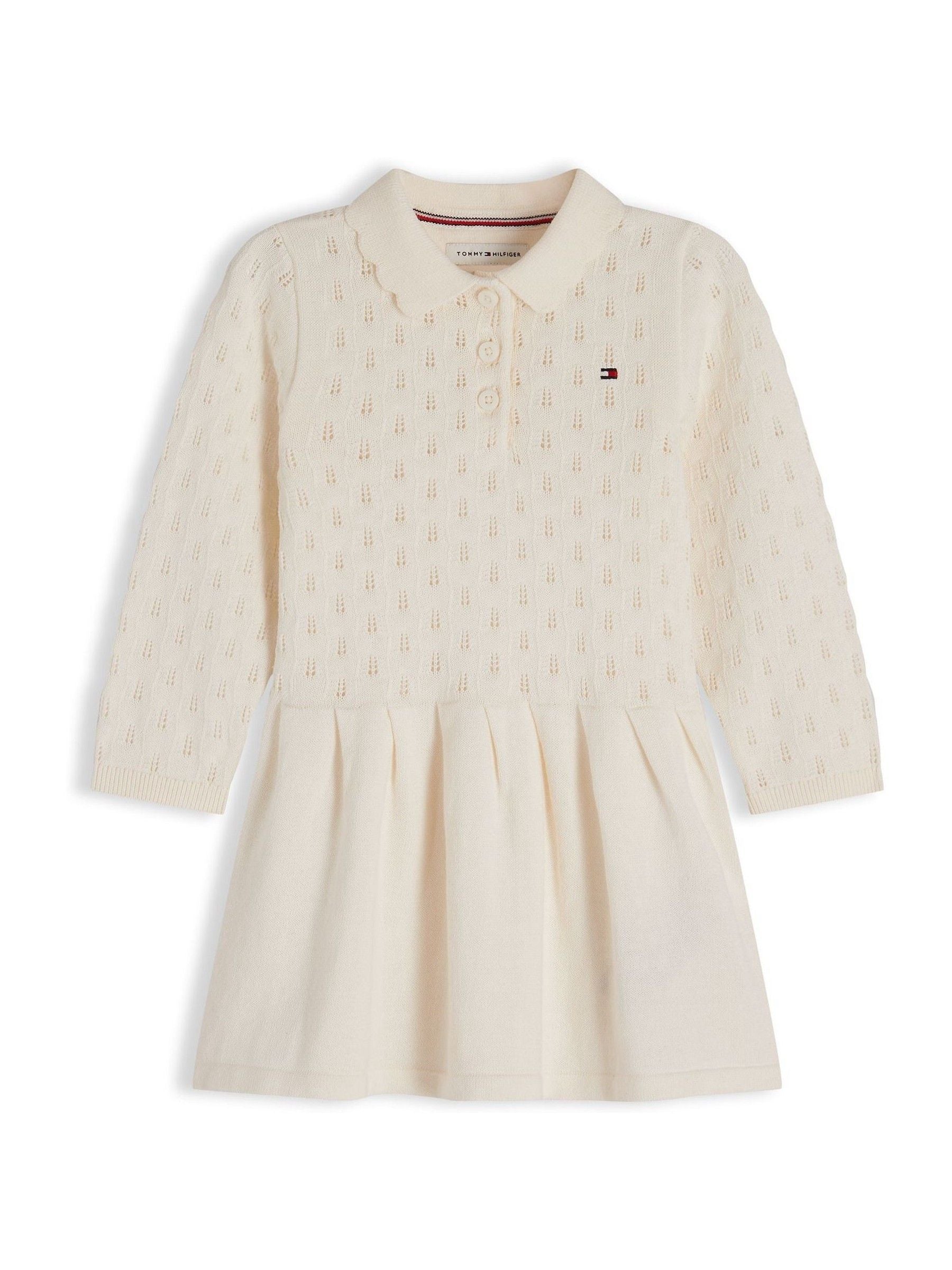 Tommy Hilfiger White Pointelle Fit And Flare Dress image 1