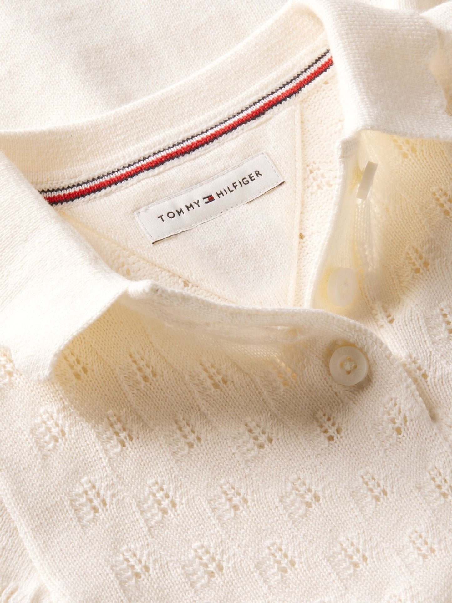 Tommy Hilfiger White Pointelle Fit And Flare Dress image 3