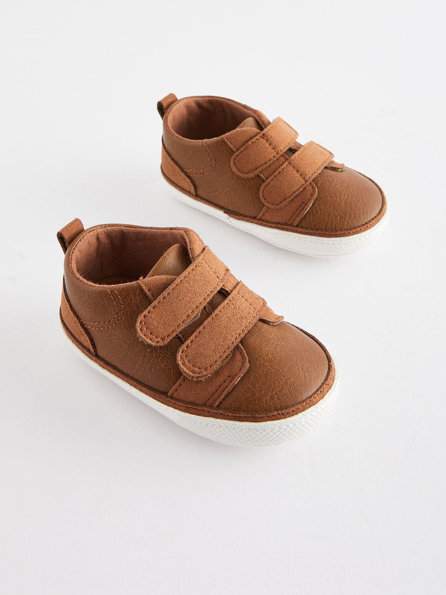 Tan Brown Touch Fastening Baby Trainers (0-2mths) image 1