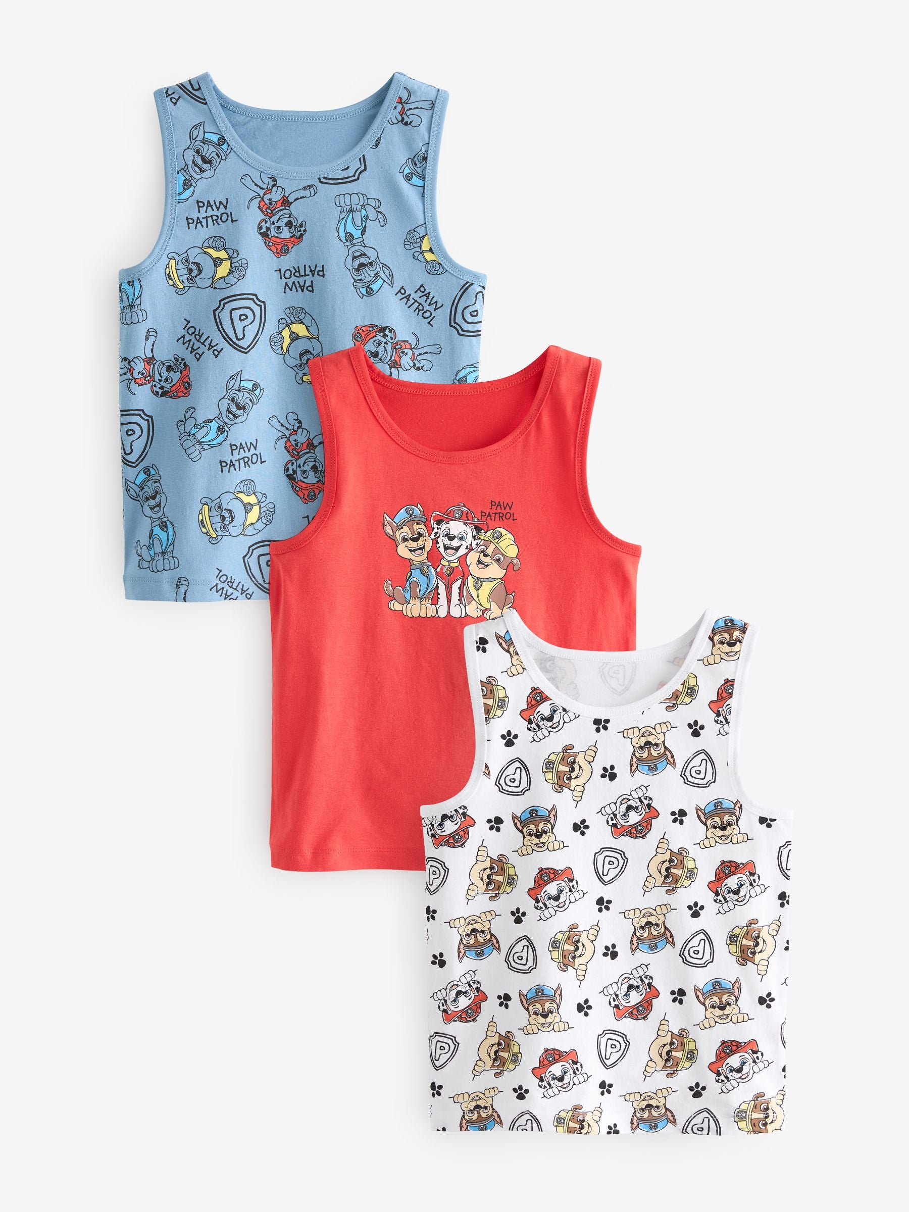 Dsiney Kidz - Paw Patrol 100% Cotton Vests 3 Pack (1.5-8yrs) image 1