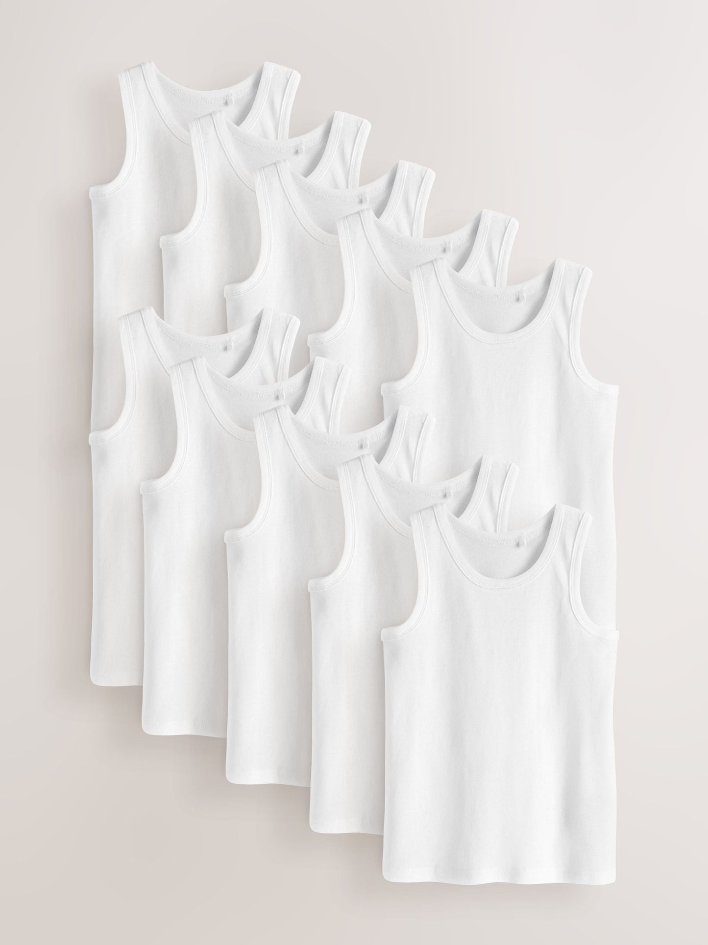 Dsiney Kidz - White Cotton Vests 10 Pack (1.5-16yrs) image 1