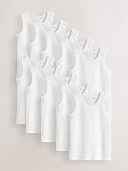 Dsiney Kidz - White Cotton Vests 10 Pack (1.5-16yrs) image 1