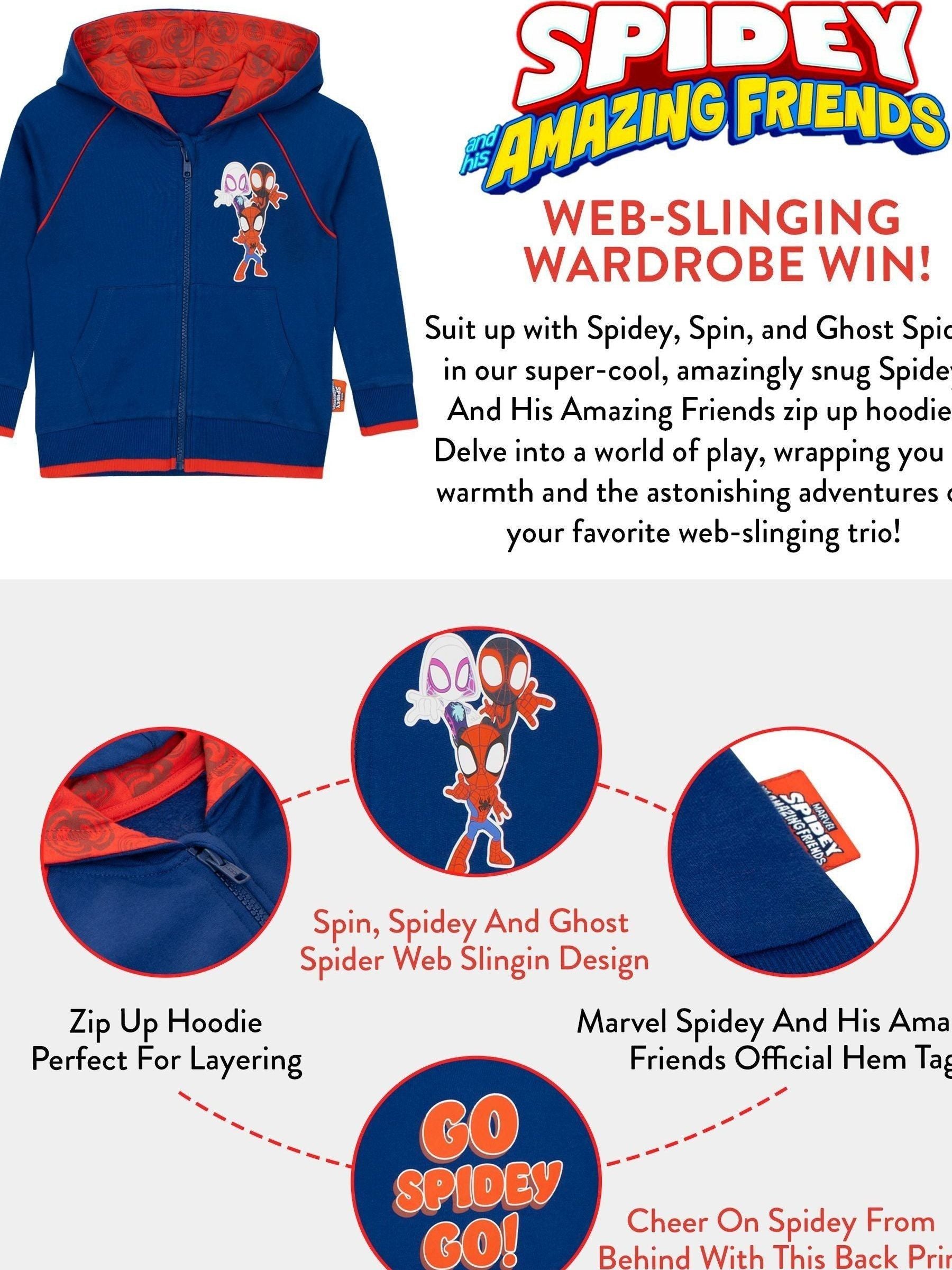 Dsiney Kidz - Character Blue 100% Cotton Spidey And His Amazing Friends Hoodie image 6