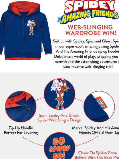 Dsiney Kidz - Character Blue 100% Cotton Spidey And His Amazing Friends Hoodie image 6