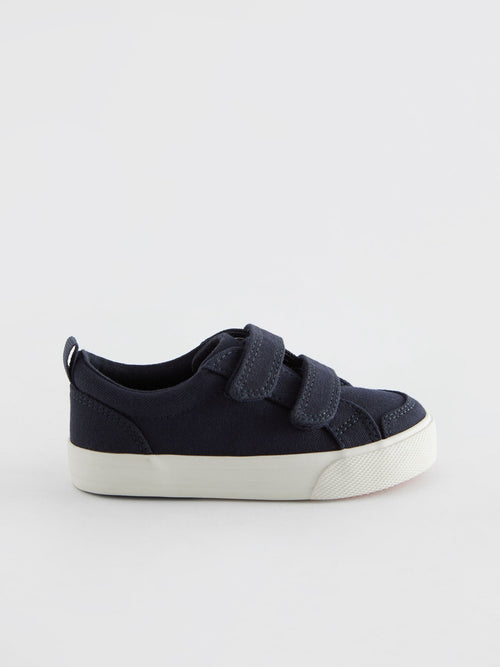 Navy Canvas Standard Fit (F) Two Strap Touch Fastening Trainers image 1