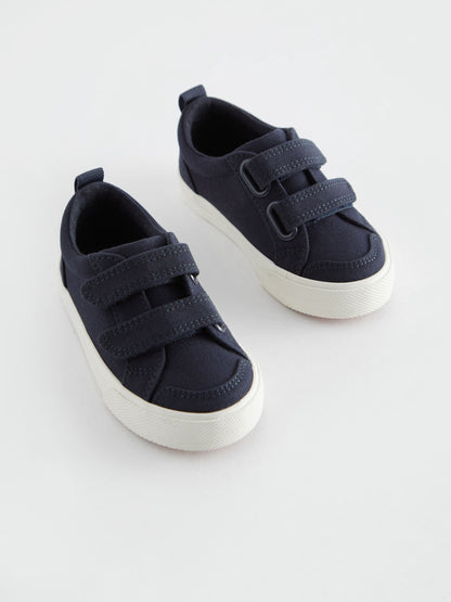 Navy Canvas Standard Fit (F) Two Strap Touch Fastening Trainers image 3