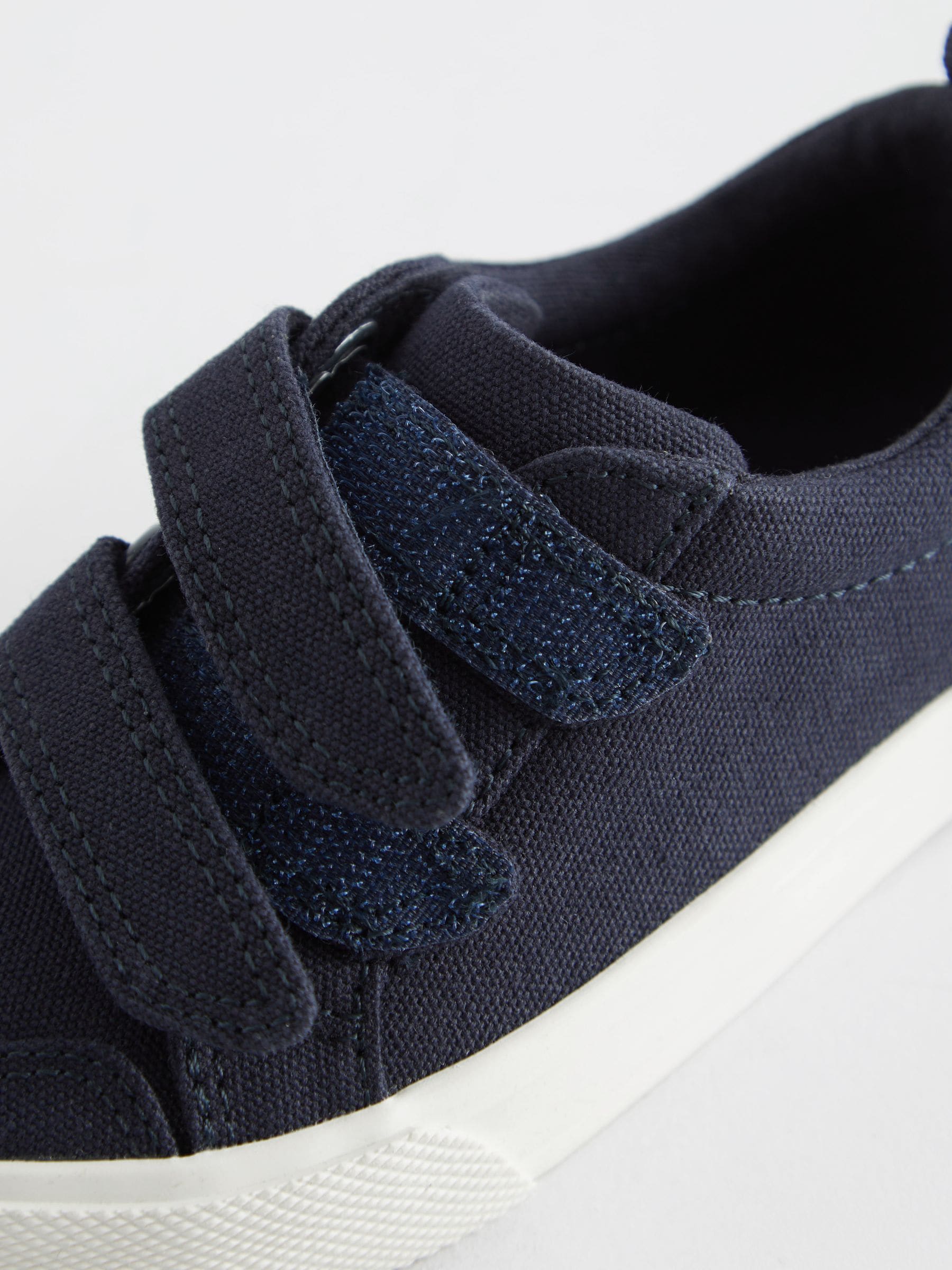 Navy Canvas Standard Fit (F) Two Strap Touch Fastening Trainers image 6