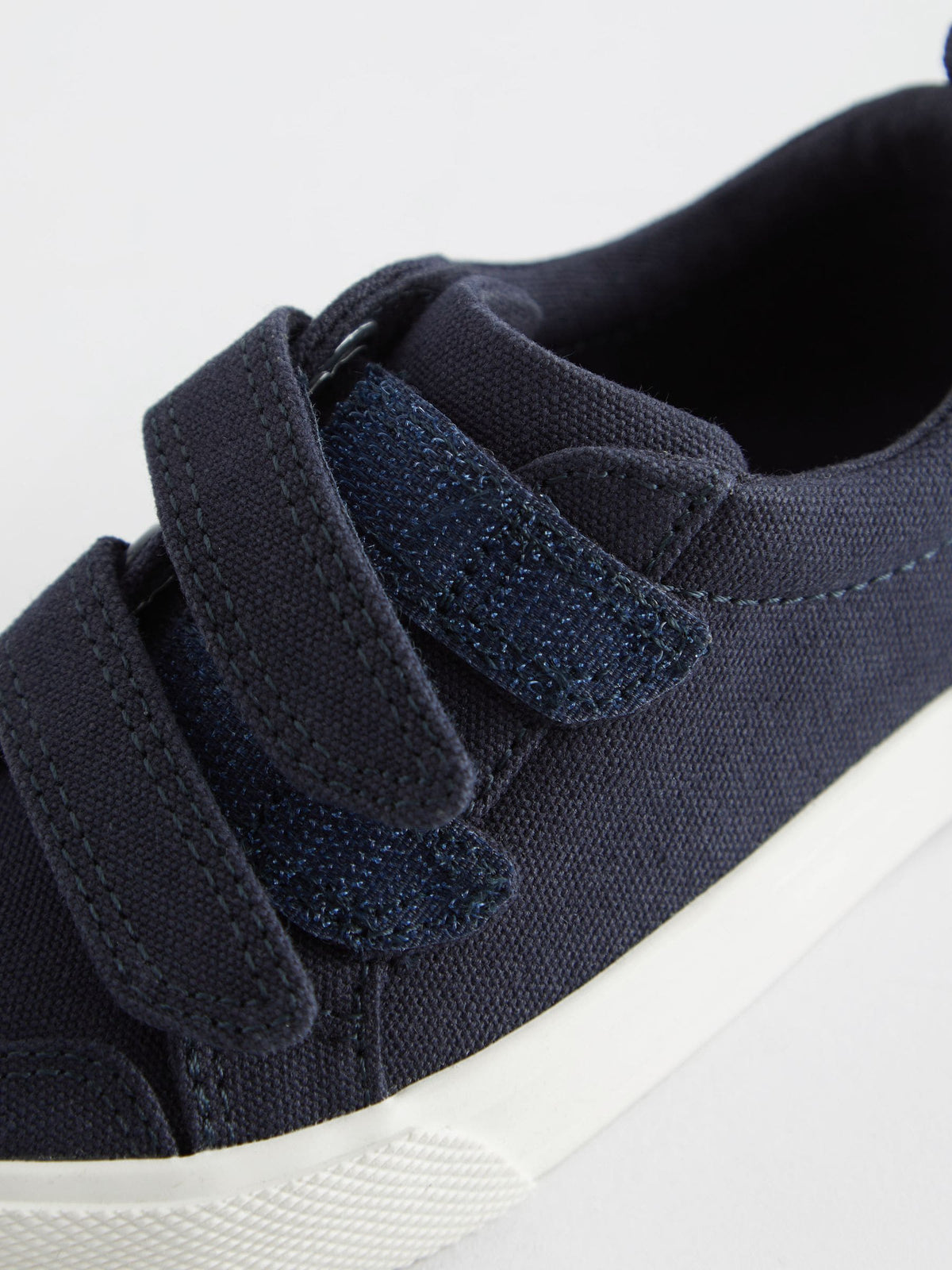 Navy Canvas Standard Fit (F) Two Strap Touch Fastening Trainers image 6