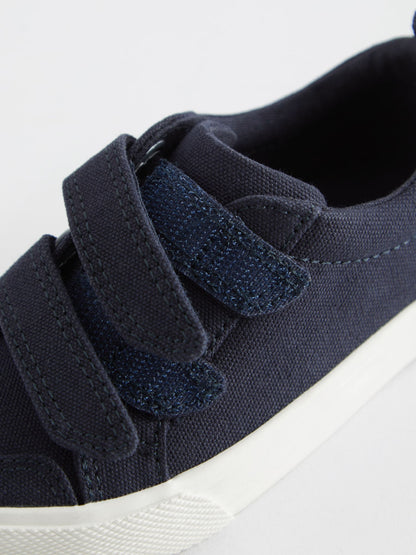 Navy Canvas Standard Fit (F) Two Strap Touch Fastening Trainers image 6