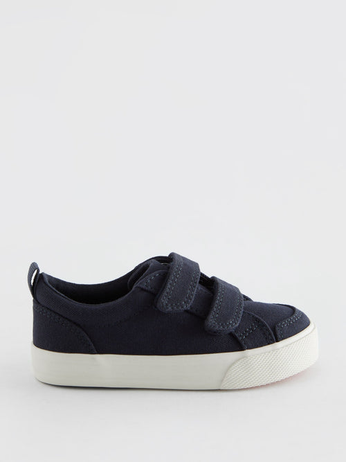 Navy Canvas Wide Fit (G) Two Strap Touch Fastening Trainers image 1