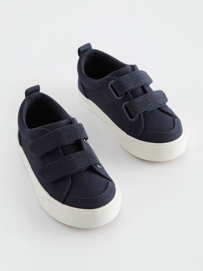 Navy Canvas Wide Fit (G) Two Strap Touch Fastening Trainers image 3