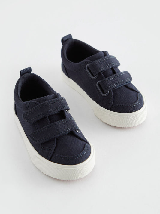 Navy Canvas Wide Fit (G) Two Strap Touch Fastening Trainers image 2