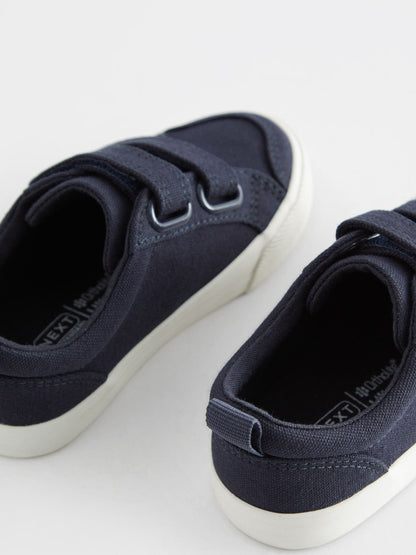 Navy Canvas Wide Fit (G) Two Strap Touch Fastening Trainers image 4
