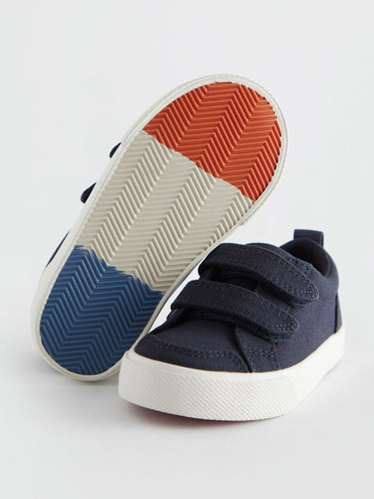Navy Canvas Wide Fit (G) Two Strap Touch Fastening Trainers image 5