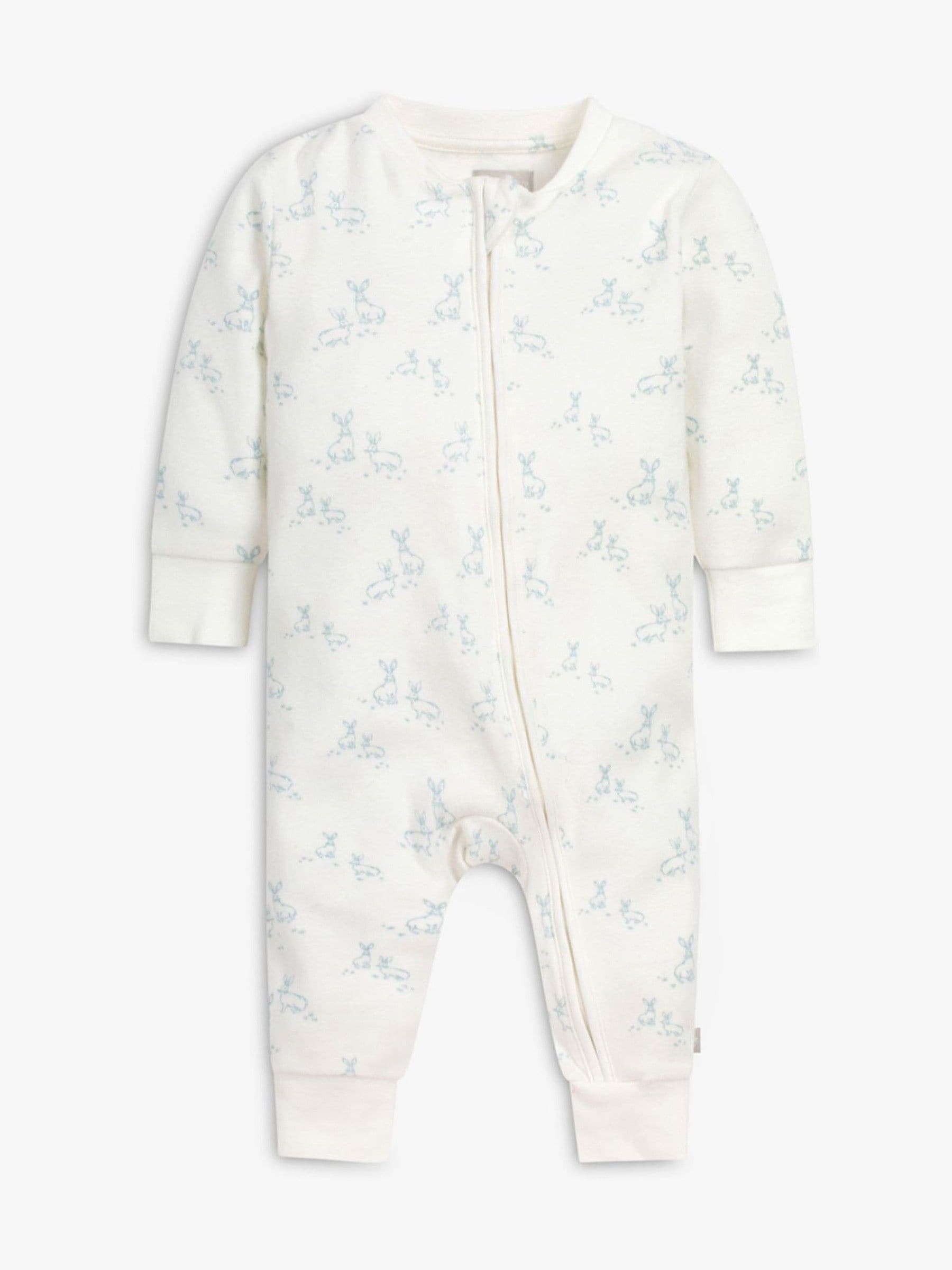 The Little Tailor Cream Front Zip Soft 100% Cotton Sleepsuit image 1