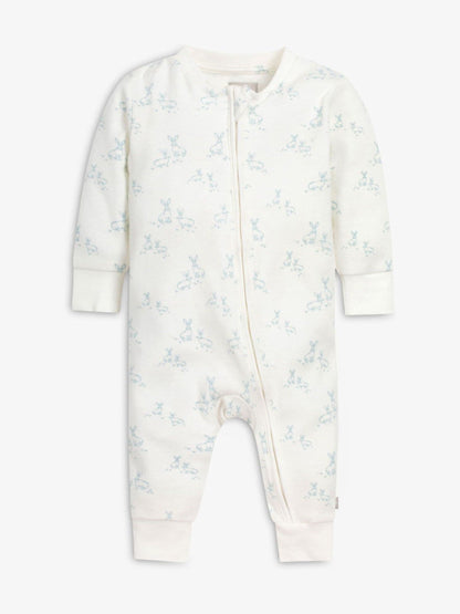 The Little Tailor Cream Front Zip Soft 100% Cotton Sleepsuit image 1