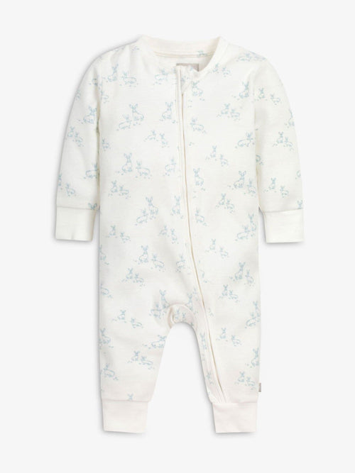 The Little Tailor Cream Front Zip Soft 100% Cotton Sleepsuit image 1