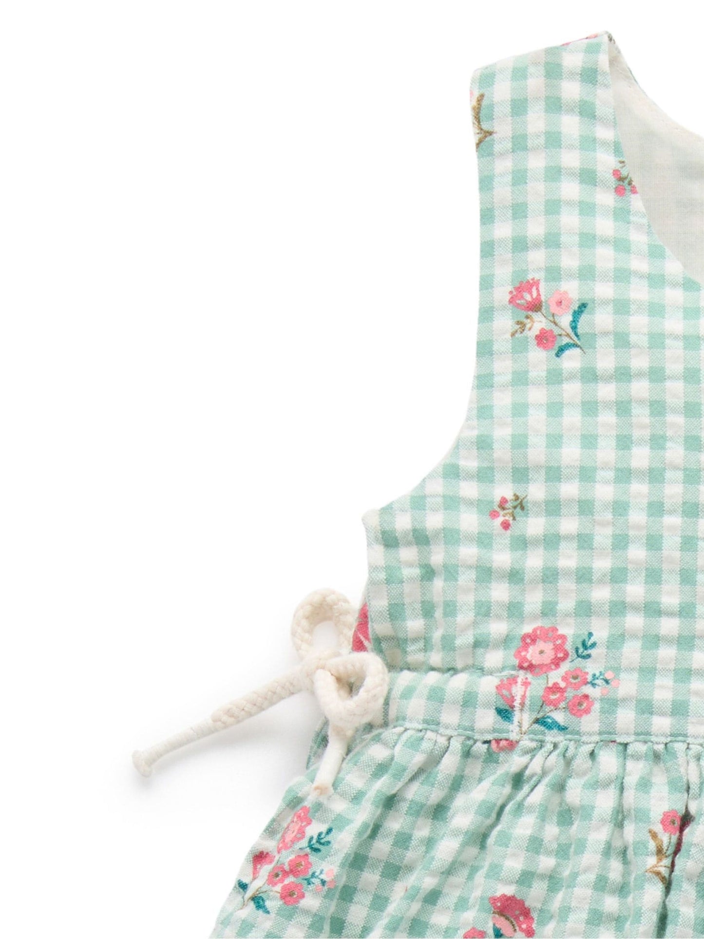 Purebaby Green Frida Gingham Pinnie Dress image 4