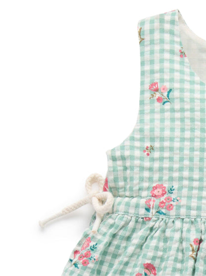 Purebaby Green Frida Gingham Pinnie Dress image 4