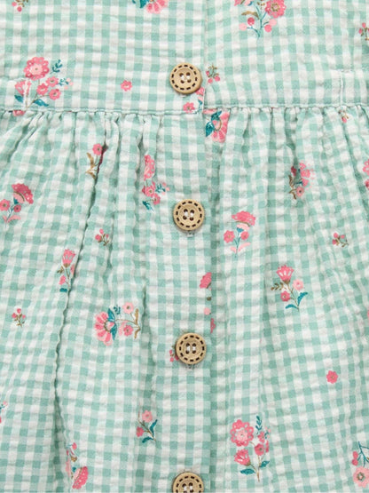 Purebaby Green Frida Gingham Pinnie Dress image 5