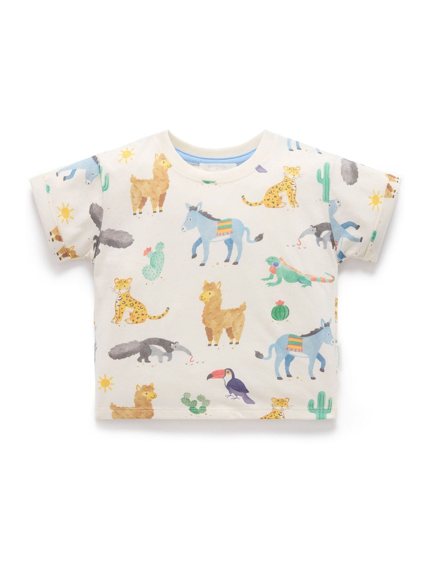 Purebaby Blue Animal Fiesta Relaxed T-Shirt image 1