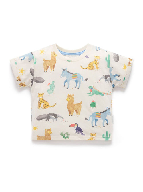 Purebaby Blue Animal Fiesta Relaxed T-Shirt image 1