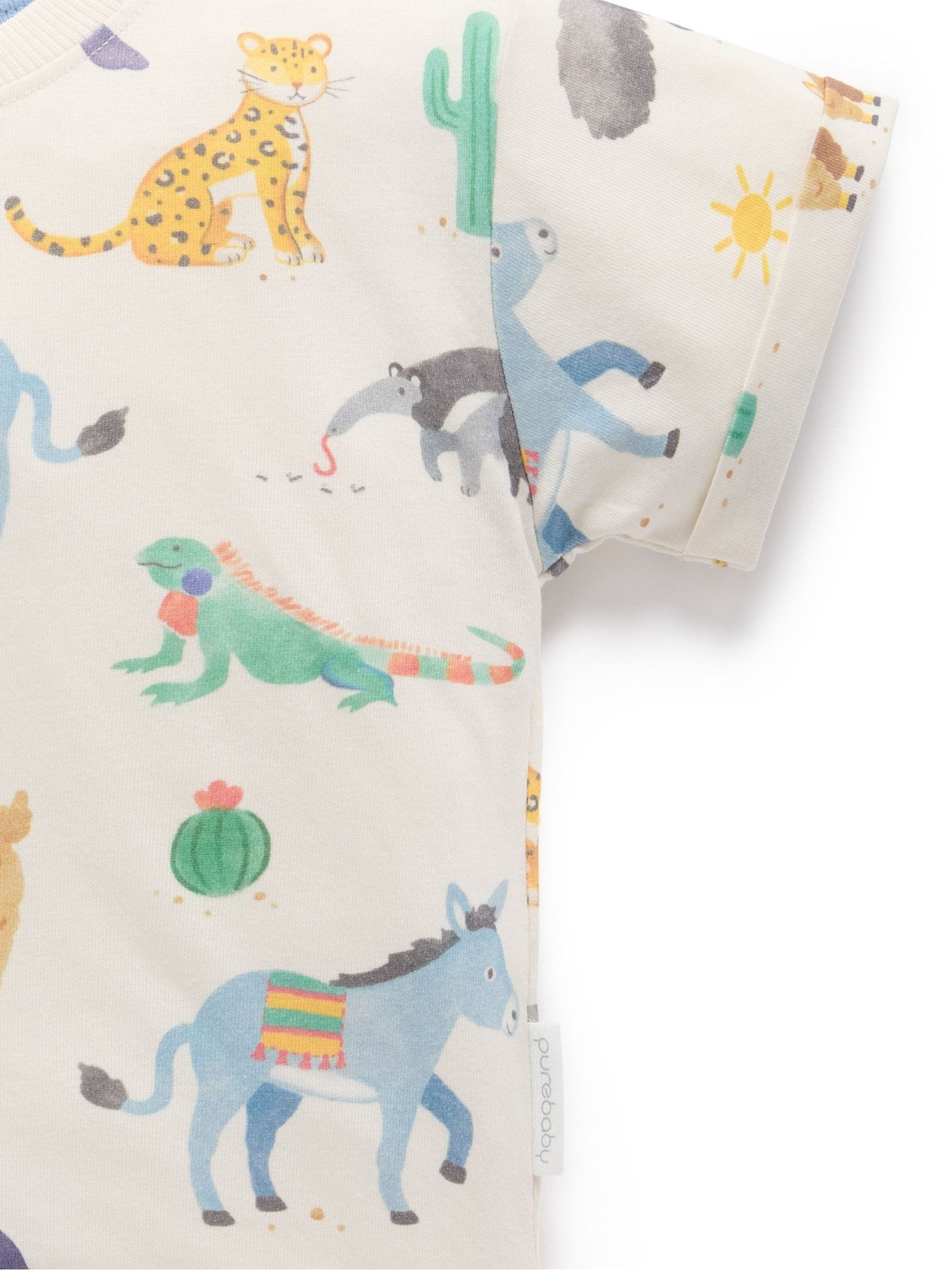 Purebaby Blue Animal Fiesta Relaxed T-Shirt image 4