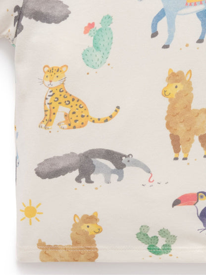 Purebaby Blue Animal Fiesta Relaxed T-Shirt image 5