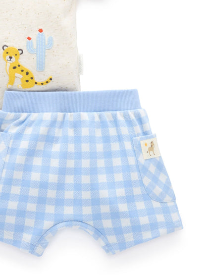 Purebaby Blue Gingham Shorts and T-Shirt Set image 4