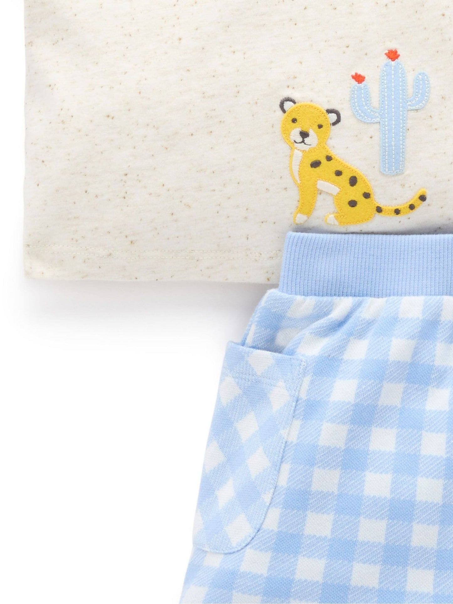 Purebaby Blue Gingham Shorts and T-Shirt Set image 5