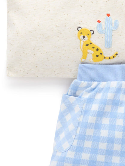 Purebaby Blue Gingham Shorts and T-Shirt Set image 5