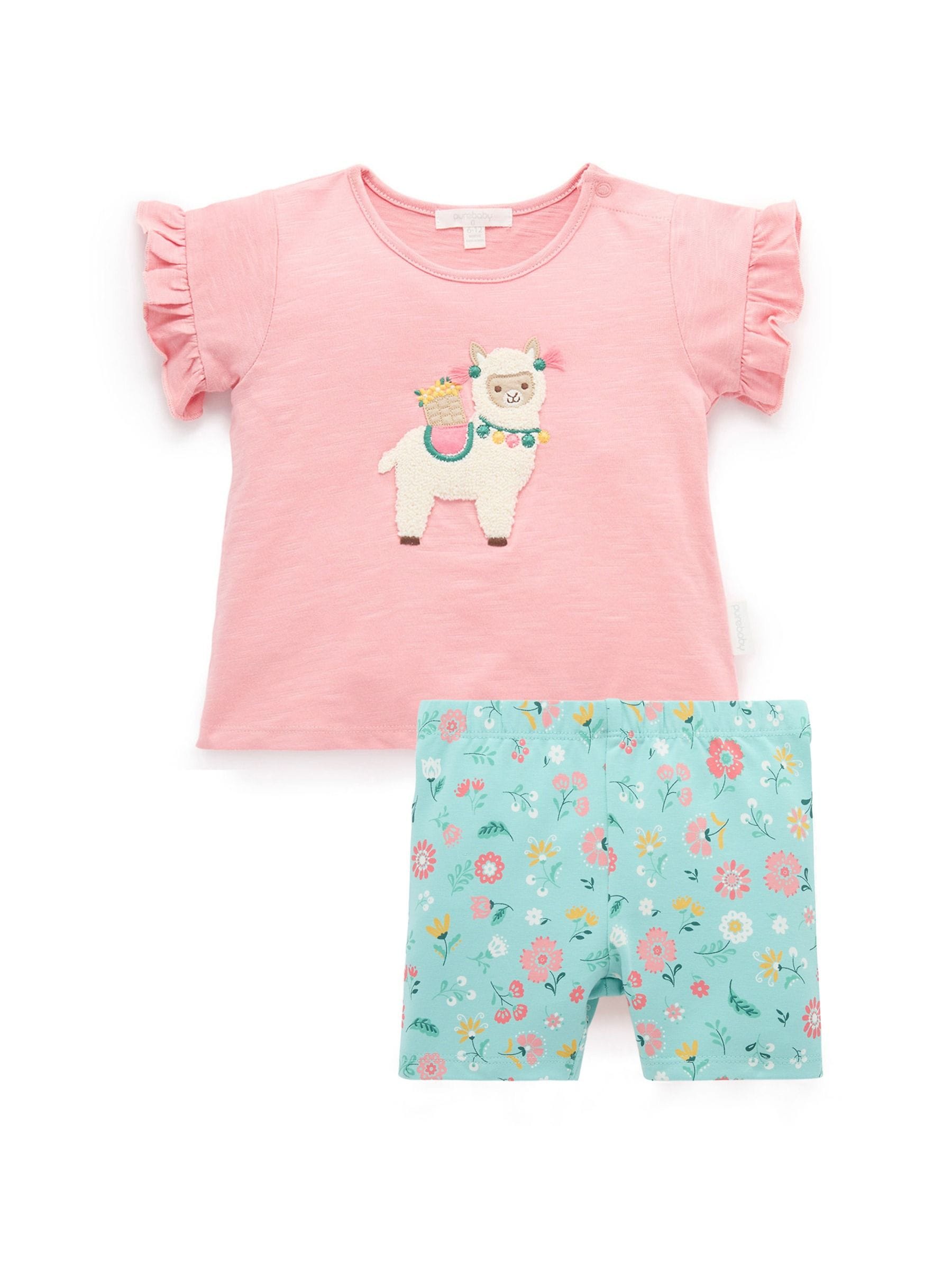 Purebaby Pink Ruffle T-Shirt & Shorts Set image 5