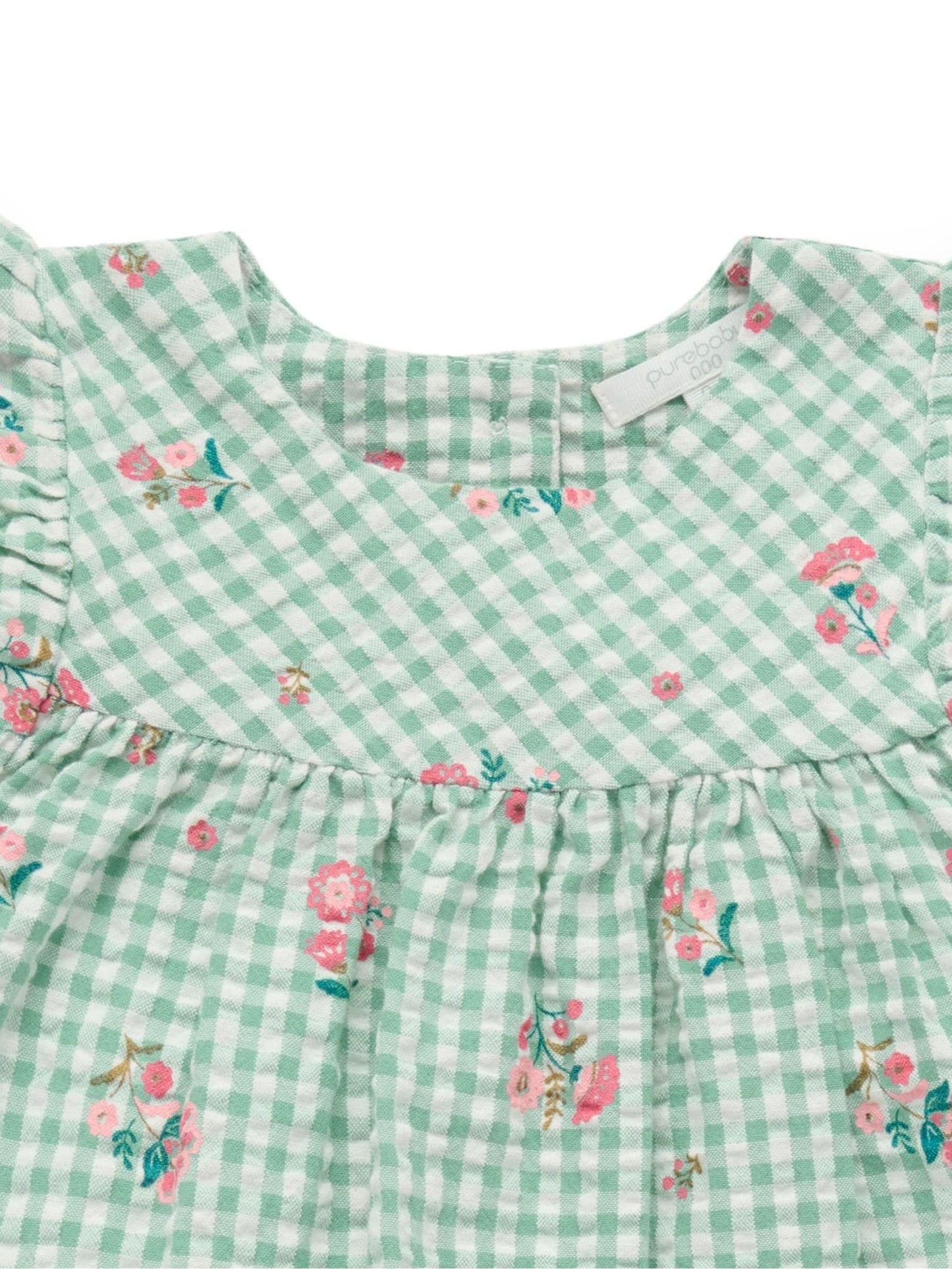 Purebaby Green Frida Gingham Set image 5