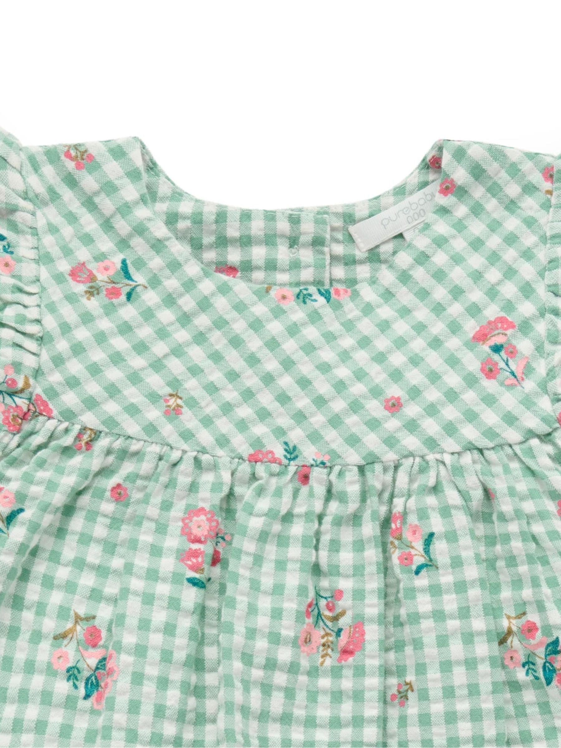 Purebaby Green Frida Gingham Set image 5