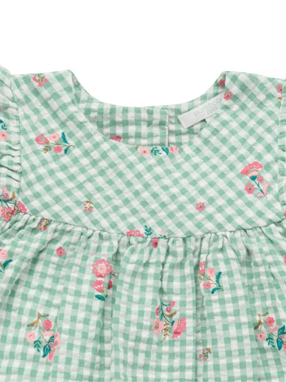Purebaby Green Frida Gingham Set image 5