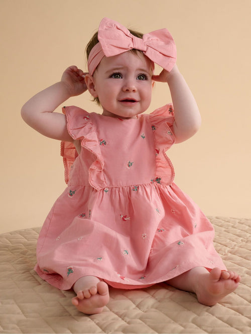 Dsiney Kidz - Purebaby Pink Broderie Dress & Headband Set image 1
