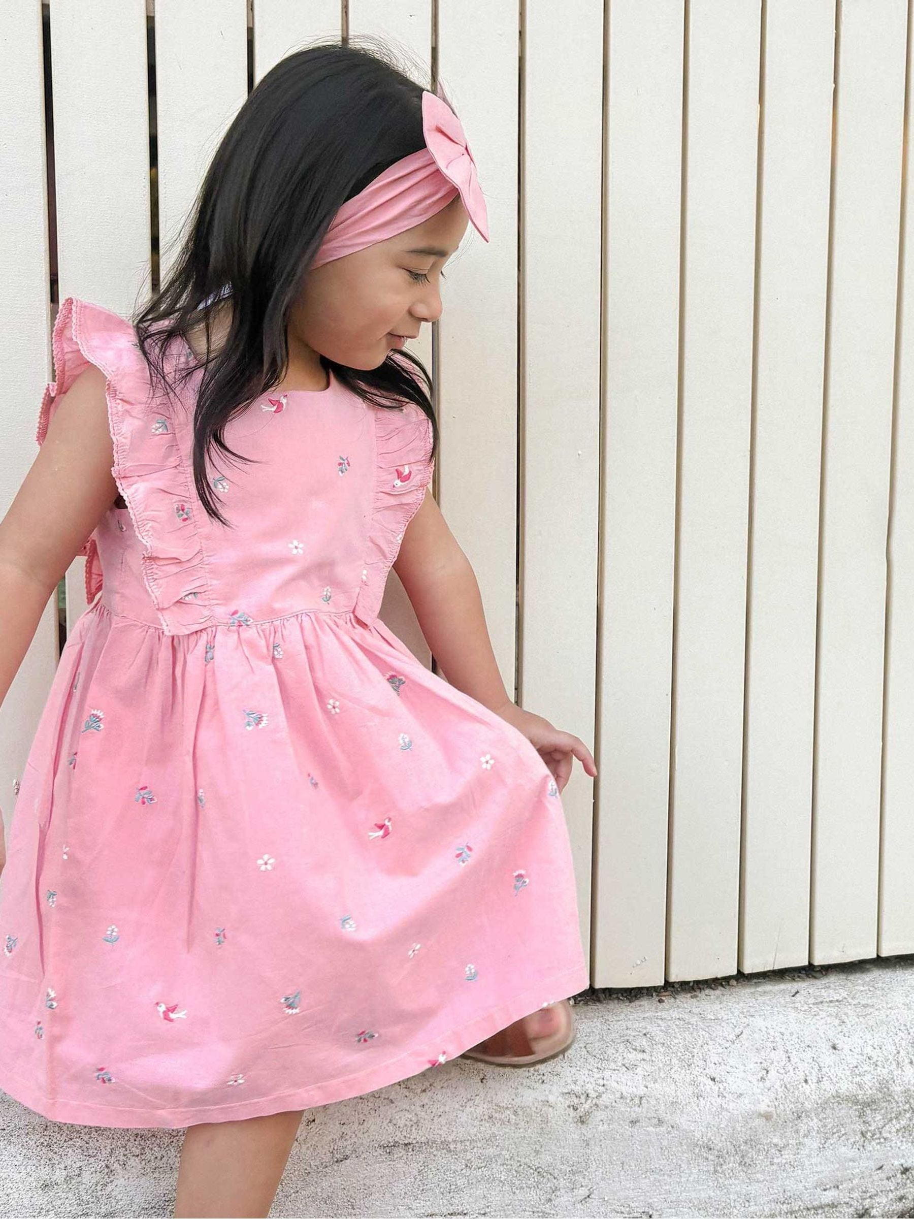 Purebaby Pink Broderie Dress & Headband Set image 2