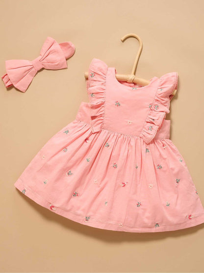 Purebaby Pink Broderie Dress & Headband Set image 3