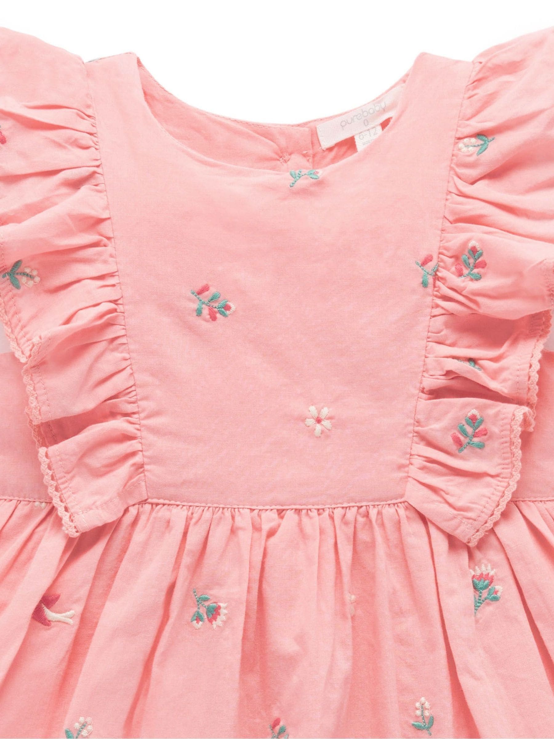 Purebaby Pink Broderie Dress & Headband Set image 5