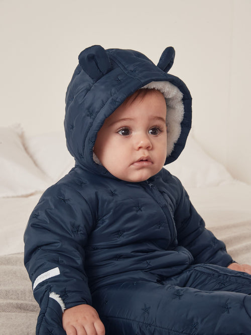 The White Company Blue Star Quilted Pramsuit image 1