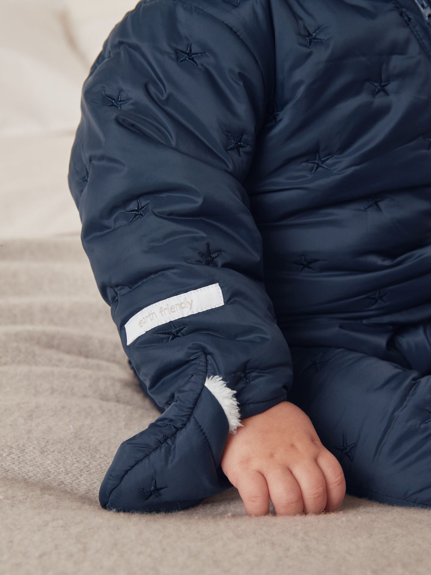 The White Company Blue Star Quilted Pramsuit image 2
