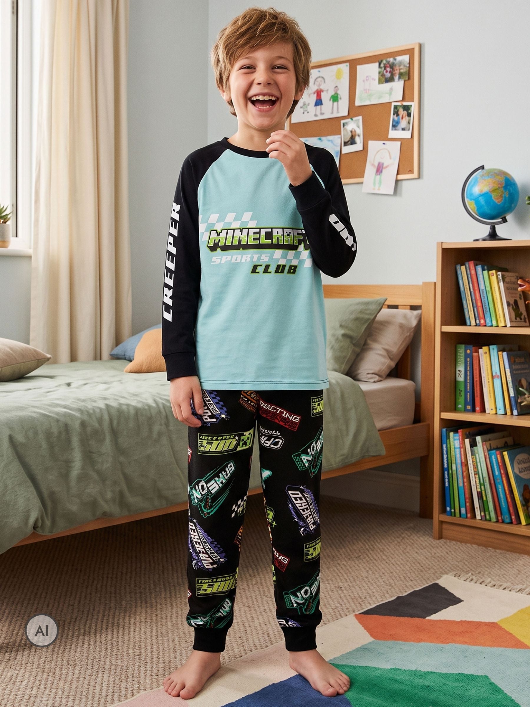 Dsiney Kidz - Minecraft Black Blue Character Short Pyjamas image 2