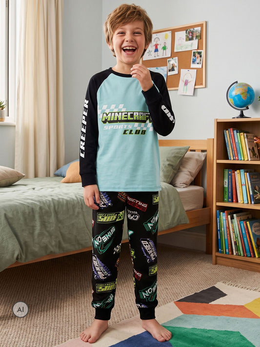 Dsiney Kidz - Minecraft Black Blue Character Short Pyjamas image 2